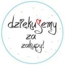 Ozdobne naklejki okrągłe Dziękujemy za zakupy 500szt — czarne kropeczki