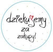 Ozdobne naklejki okrągłe Dziękujemy za zakupy 500szt — czarne kropeczki