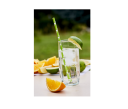 Paper straws 197mm x 6mm, 25 pcs - green with dots