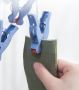 Plastic foldable clothes hanger with clips - 14 clips - light blue