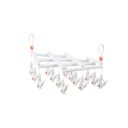 Plastic foldable clothes hanger with clips - 14 clips - white