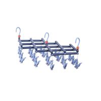 Plastic foldable clothes hanger with clips - 19 clips - dark purple