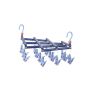 Plastic foldable clothes hanger with clips - 19 clips - dark purple