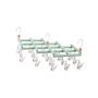Plastic foldable clothes hanger with clips - 19 clips - green