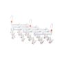 Plastic foldable clothes hanger with clips - 19 clips - white
