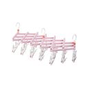 Plastic foldable clothes hanger with clips - 29 clips - pink