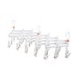 Plastic foldable clothes hanger with clips - 29 clips - white