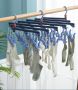 Plastikowy składany wieszak na ubrania z klipsami – 14 klipsów - ciemnoniebieski