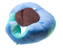 Plush child seat pink brown - blue green