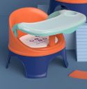 Portable baby chair for feeding and playing - orange and navy blue