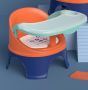 Portable baby chair for feeding and playing - orange and navy blue