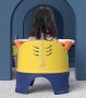 Portable baby chair for feeding and playing - orange and navy blue