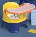 Portable baby chair for feeding and playing - yellow and navy blue