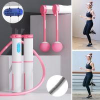 Profesjonalna skakanka Crossfit z elektronicznym licznikiem LCD - różowo biała
