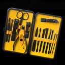 Professional set of manicure and pedicure tools + case - yellow and black