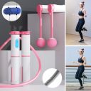Professional skipping rope with electronic LCD counter - pink and white