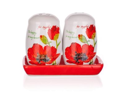 Red Poppy Salt & Pepper Tray