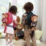 Red rucksack with a safety leash