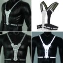 Reflective LED suspenders - black