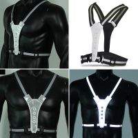 Reflective LED suspenders - black