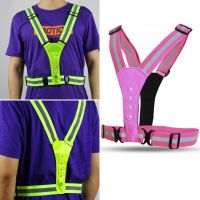 Reflective LED suspenders - pink