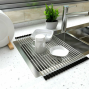 Roll-up drainer for dishes and vegetables / Dish dryer / Roll-up mat - black