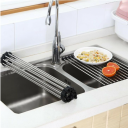 Roll-up drainer for dishes and vegetables / Dish dryer / Roll-up mat - black