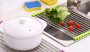 Roll-up drainer for dishes and vegetables / Dish dryer / Roll-up mat - green