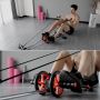 Roller with a base for exercising the abdominal muscles - black