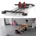 Roller with a base for exercising the abdominal muscles - black