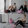 Roller with a base for exercising the abdominal muscles - pink