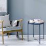 Round metal table Loft style - dark blue
