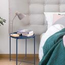 Round metal table Loft style - dark blue