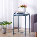 Round metal table Loft style - light blue