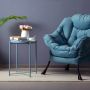Round metal table Loft style - light blue