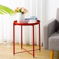 Round metal table Loft style - red