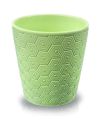 Round pot made of unglazed ceramics - green - BASIC collection