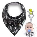Scarf / bib with a pacifier hanger - black