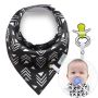 Scarf / bib with a pacifier hanger - black