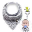 Scarf / bib with a pacifier hanger - black and white pattern