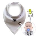 Scarf / bib with a pacifier hanger - cream