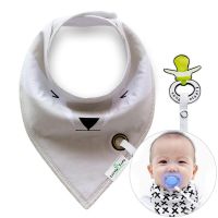 Scarf / bib with a pacifier hanger - cream
