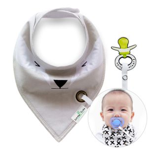 Scarf / bib with a pacifier hanger - cream