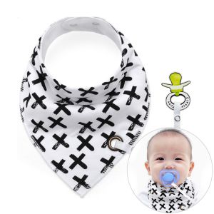 Scarf / bib with a pacifier hanger - cross