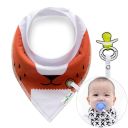 Scarf / bib with a pacifier hanger - red