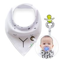 Scarf / bib with a pacifier hanger - white III
