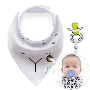 Scarf / bib with a pacifier hanger - white III