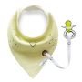 Scarf / bib with a pacifier hanger - yellow