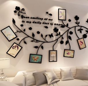 Self-adhesive wall sticker 3D with photo slots - branch to the left side (height 120 cm x width 220 cm)