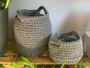 Set of 2in1 braided drawstring baskets - graphite